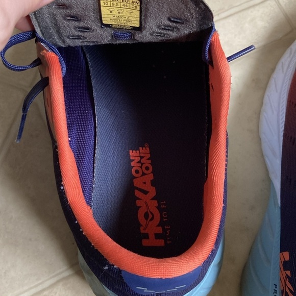 HOKA One One Men’s Size 10 Mach 2 Running Shoe Blue/Orange PROFLY Mesh - Picture 7 of 8